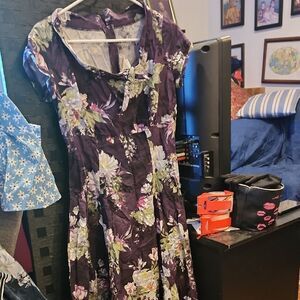 Heart Of Haute Floral Purple Dress Size L